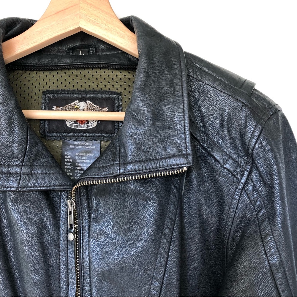 Women’s Harley Davison Gunuine Leather Motorcycle Jacket Size Large Embroidered - Picture 7 of 10